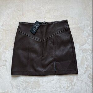 NWT Vegan Leather Chocolate Brown Mini Skirt